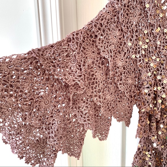 BOSTON PROPER Tiered Crocheted Top with Sequins—XS - Picture 12 of 16